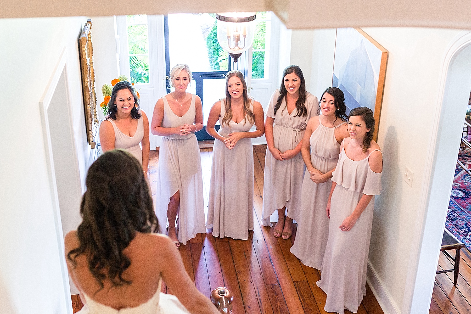 bridesmaids first look by Alexandra Mandato Photography