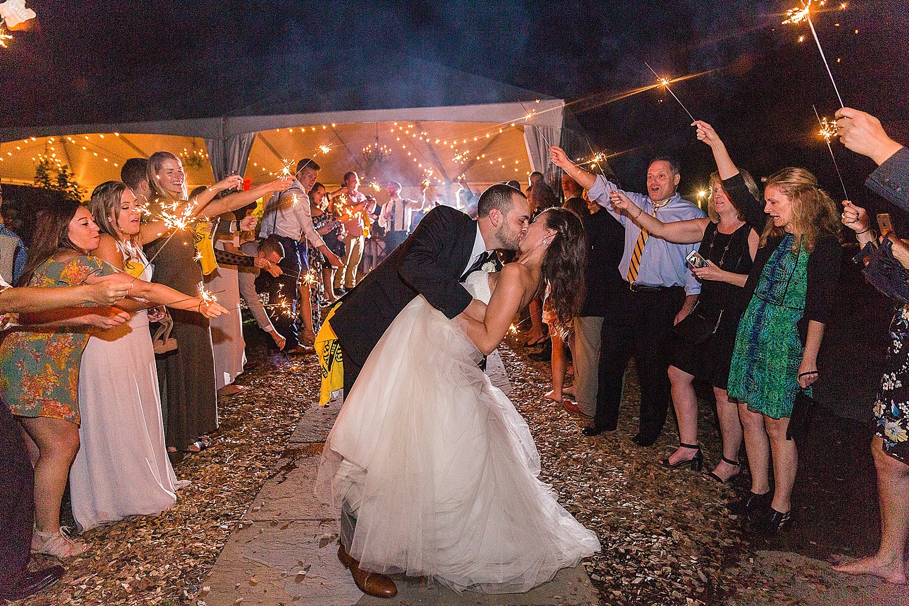 Glen Ellen farm wedding reception sparkler exit with Alexandra Mandato Photography