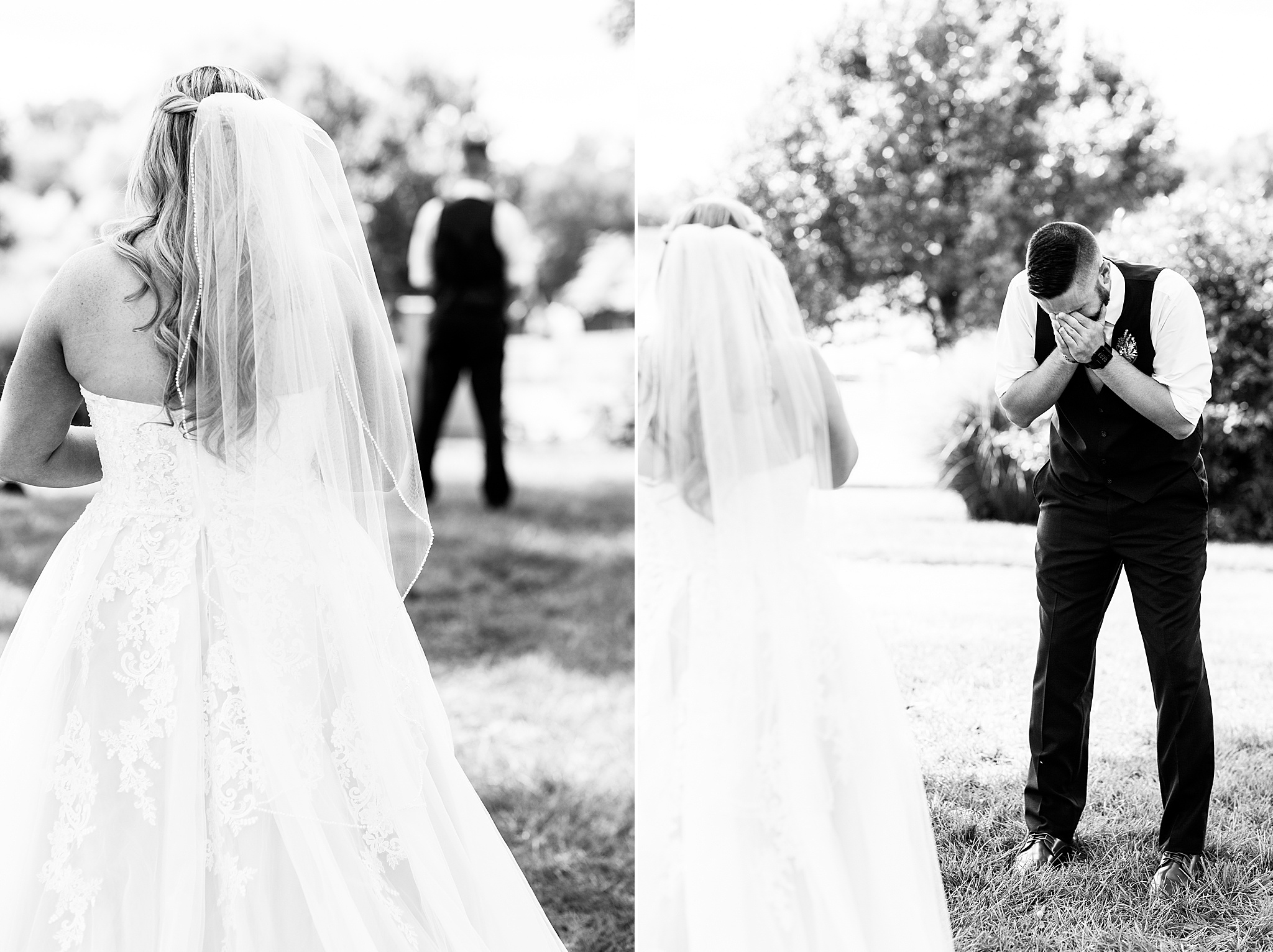 emotional first look on Green Meadows Farm with Alexandra Mandato Photography
