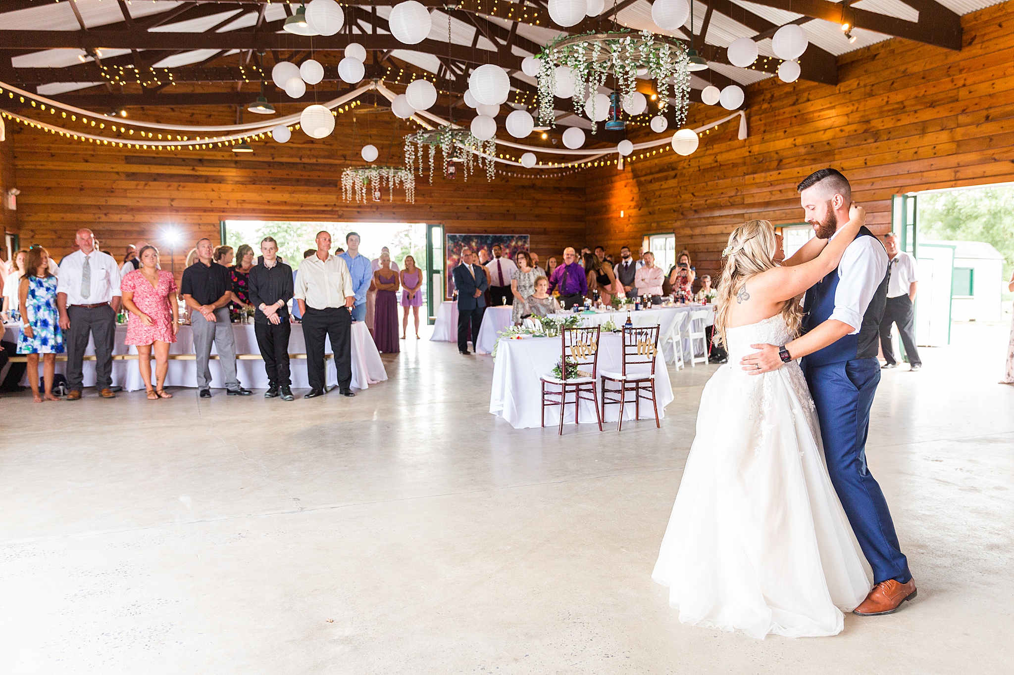first dance in Green meadows Farm barn photographed by Alexandra Mandato Photography