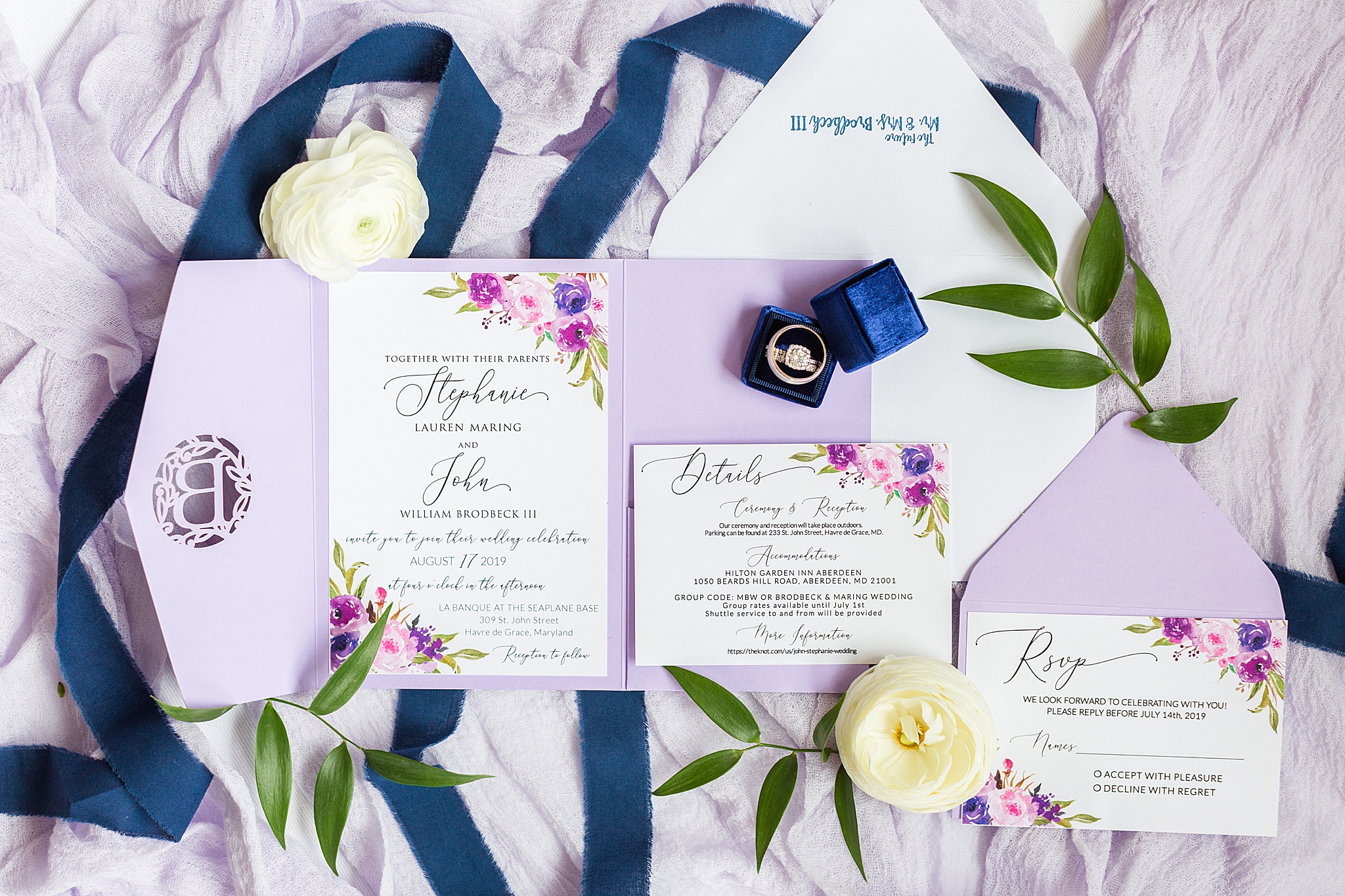 summer wedding invitations photographed by MD photographer Alexandra Mandato Photography
