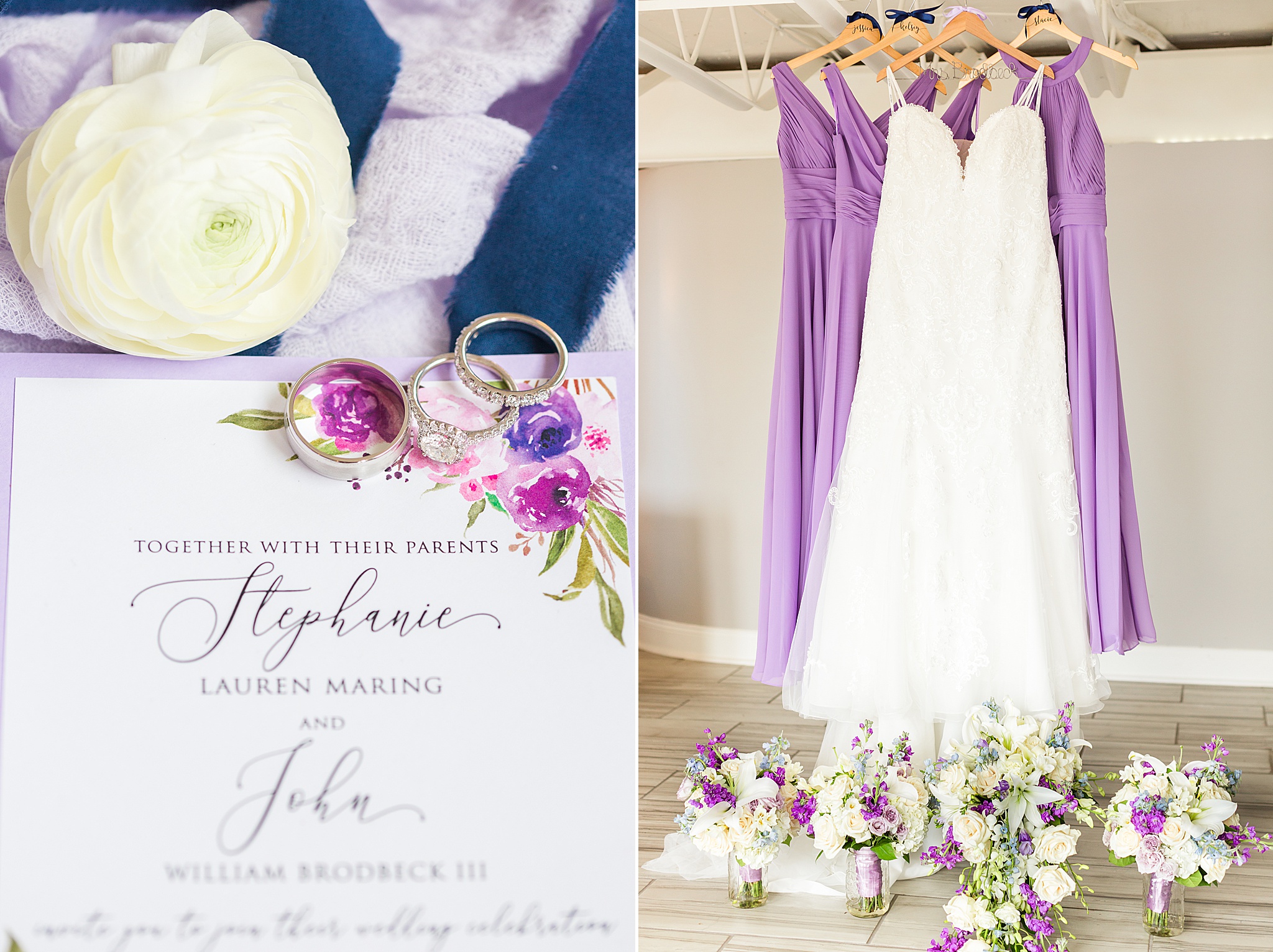lavender and navy wedding details photographed by Alexandra Mandato Photography
