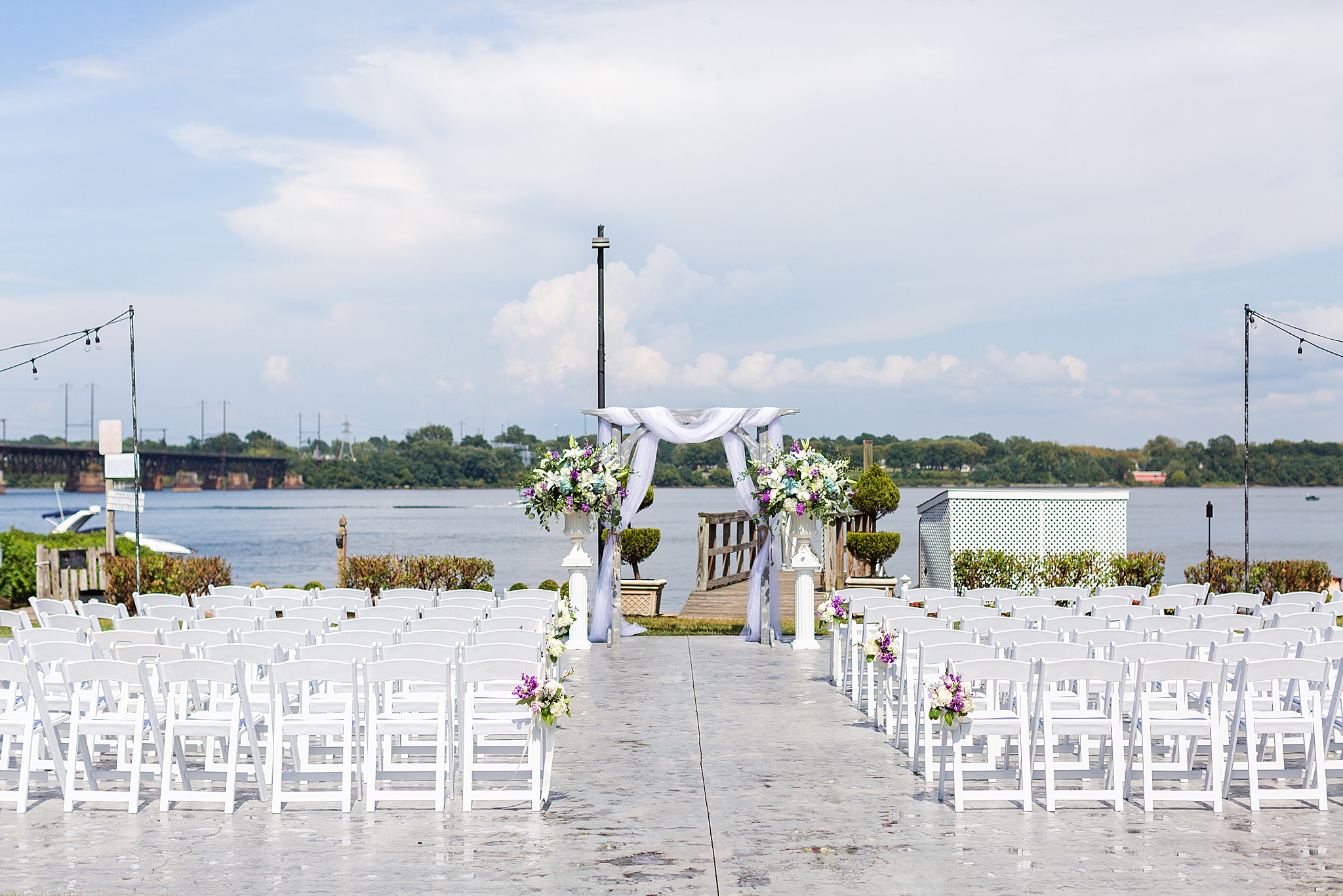 waterfront Maryland wedding ceremony photographed by Alexandra Mandato Photography