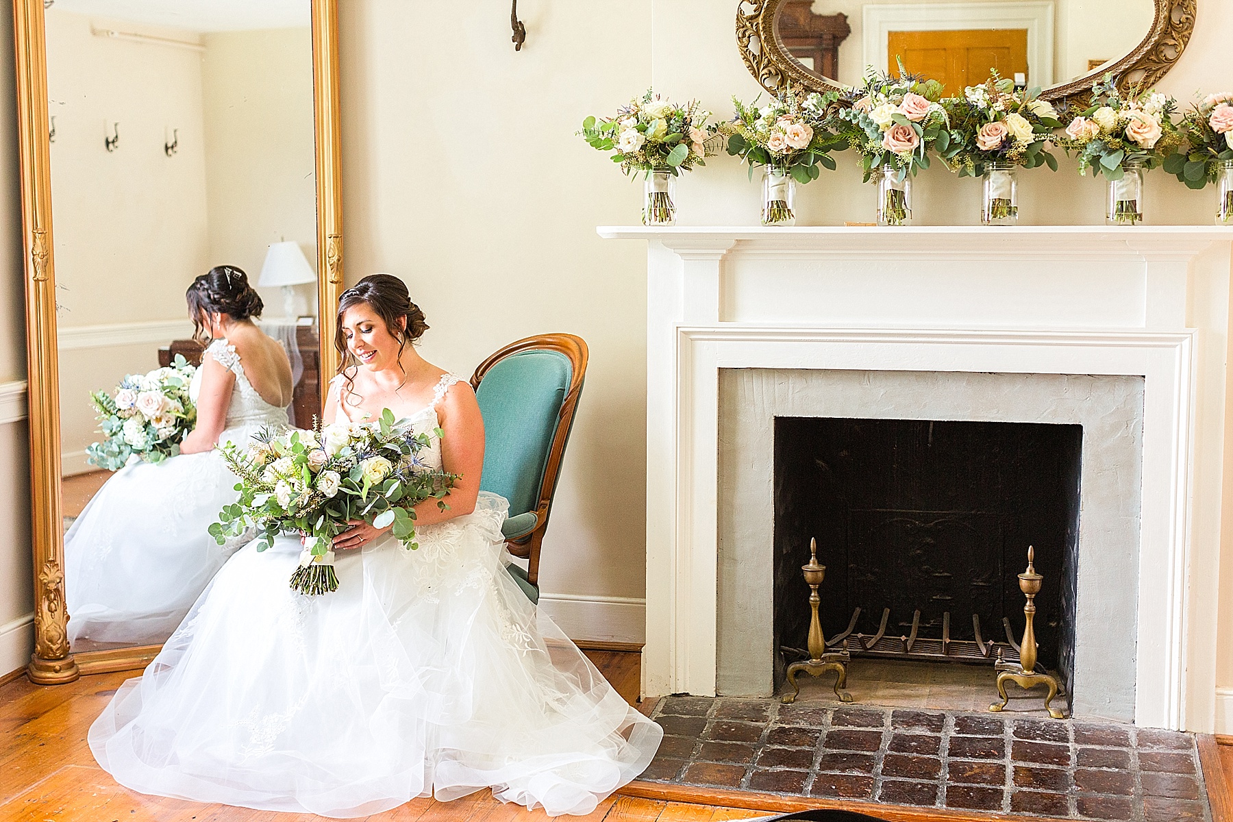 bride prepares for wedding day at Springfield Manor with Alexandra Mandato Photography