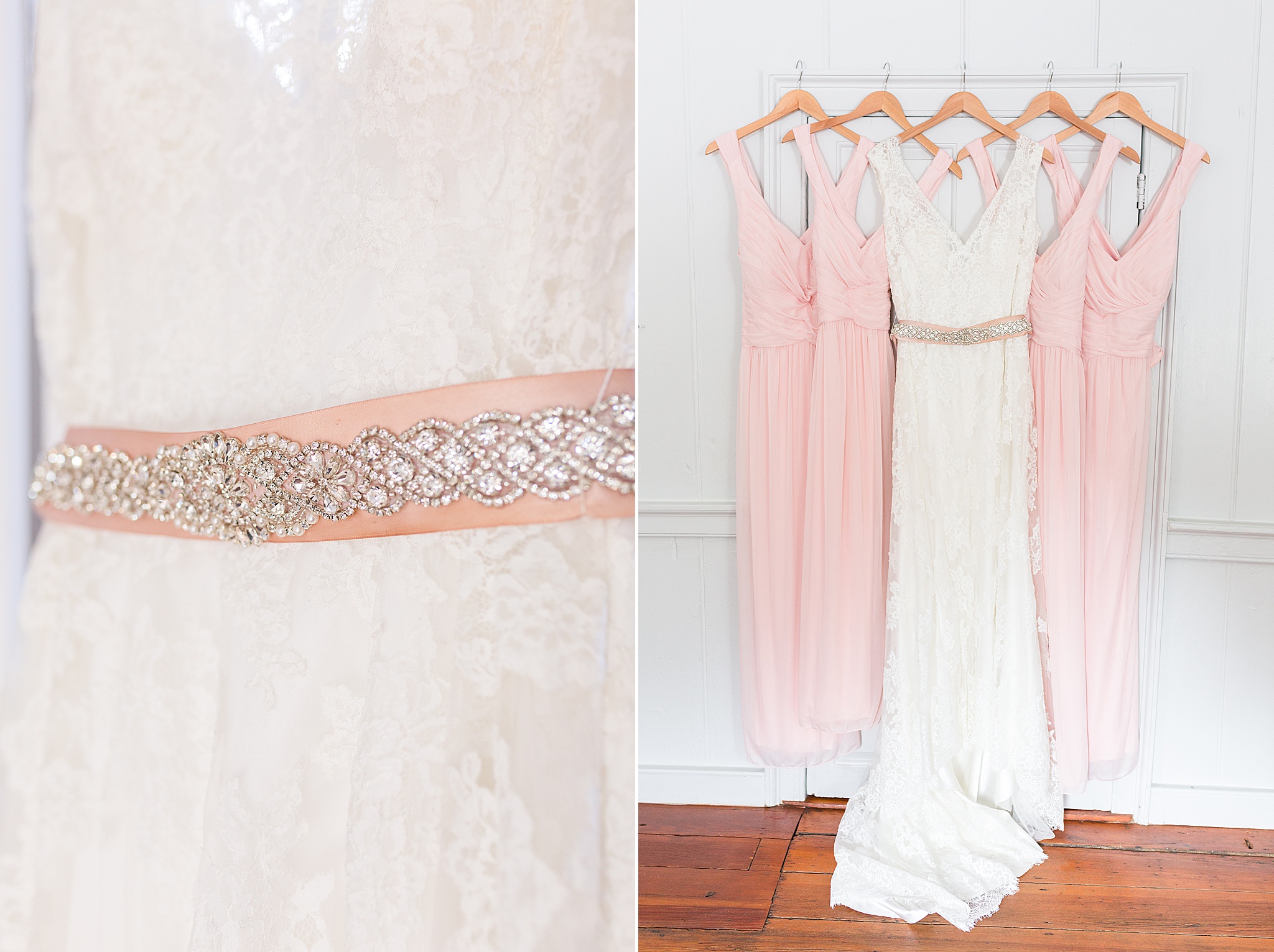blush bridesmaids gowns photographed by Alexandra Mandato Photography