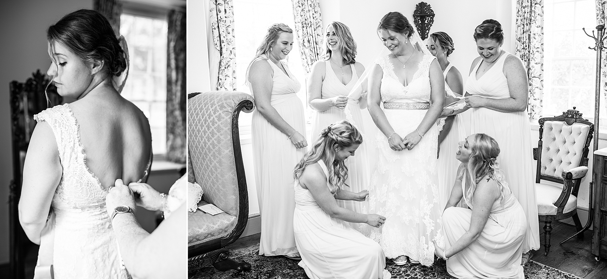 bridesmaids prepare for Waverly Mansion photographed by Alexandra Mandato Photography