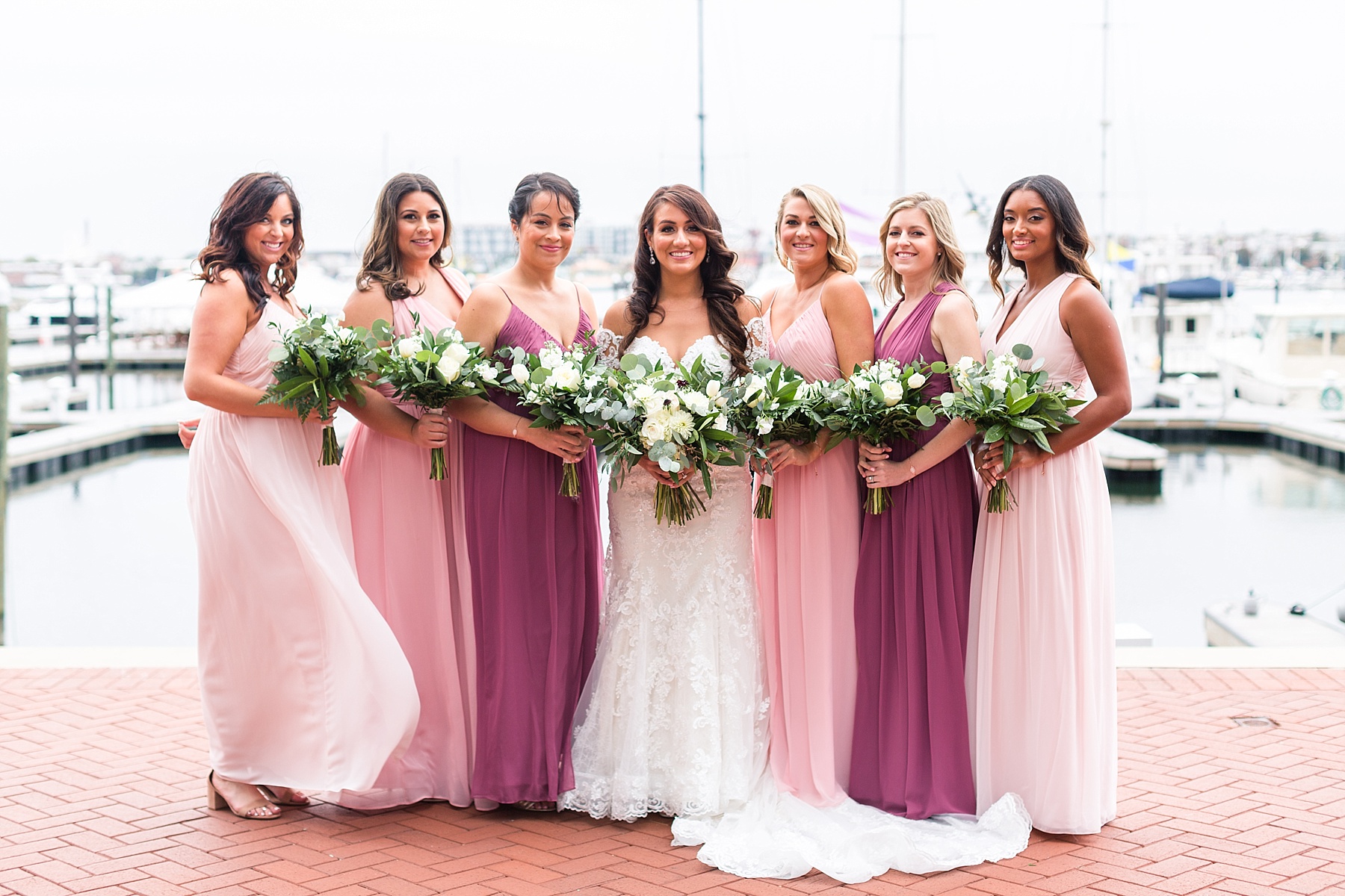 bridesmaids portraits in the East Harbor with Alexandra Mandato Photography