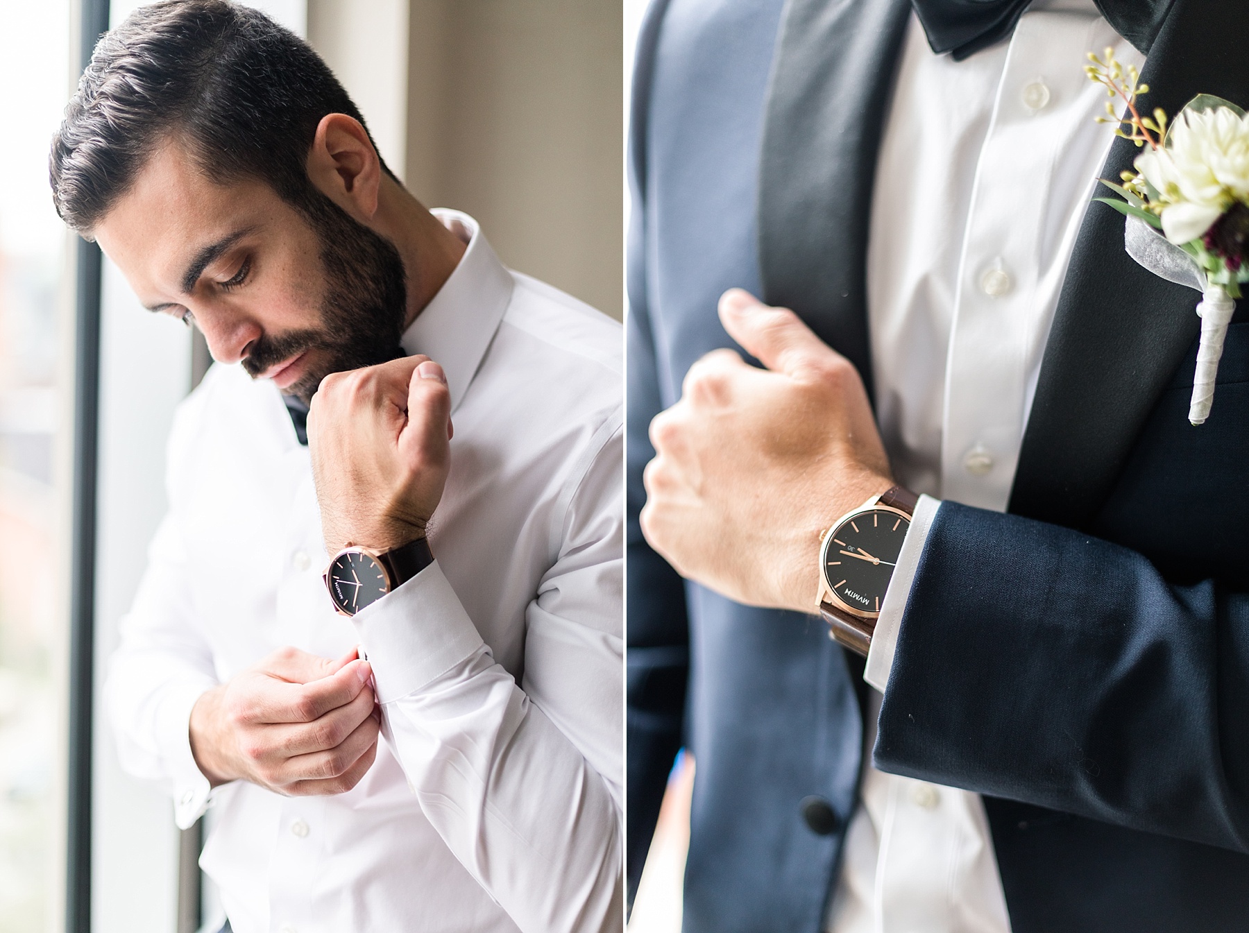 groom prepares for wedding day in Maryland by Alexandra Mandato Photography