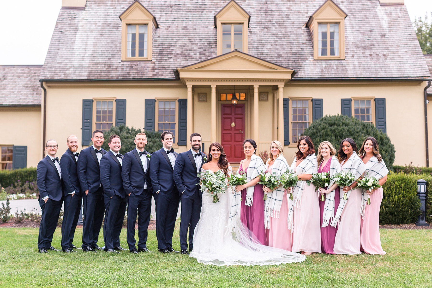bridal party portraits at Belmont Manor with Alexandra Mandato Photography