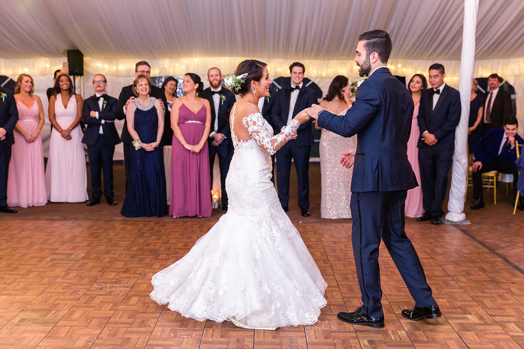 Belmont Manor wedding reception first dance photographed by Alexandra Mandato Photography