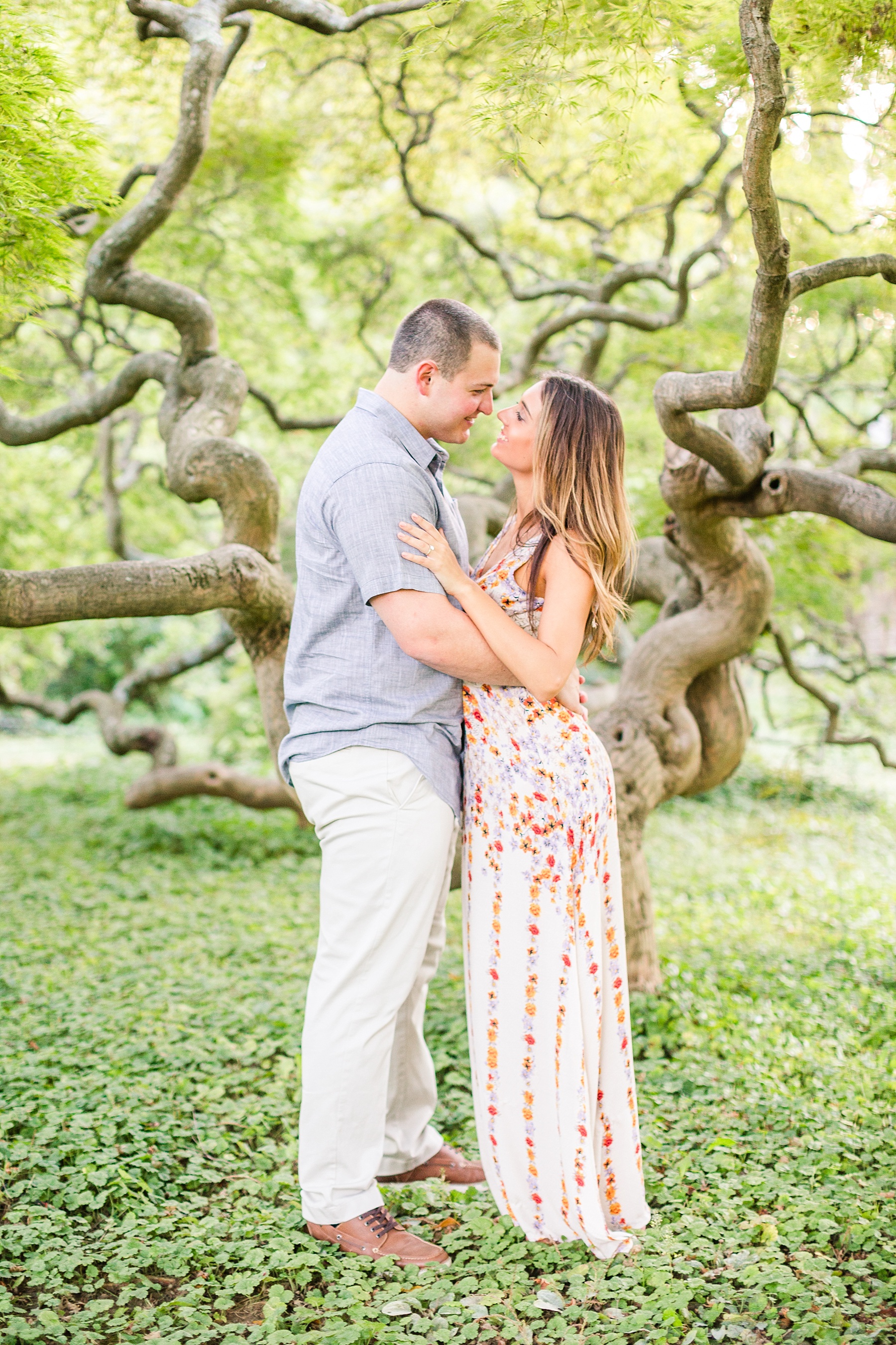 engagement session in gardens of Baltimore MD with Alexandra Mandato Photography