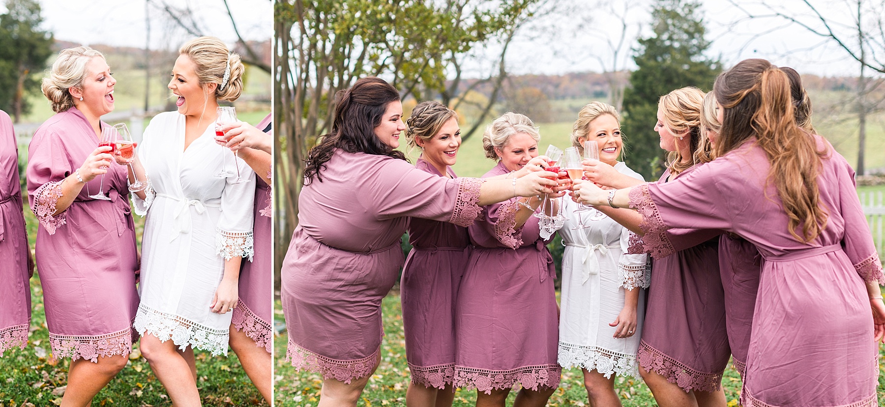 bridesmaids toast wedding day with  Alexandra Mandato Photography