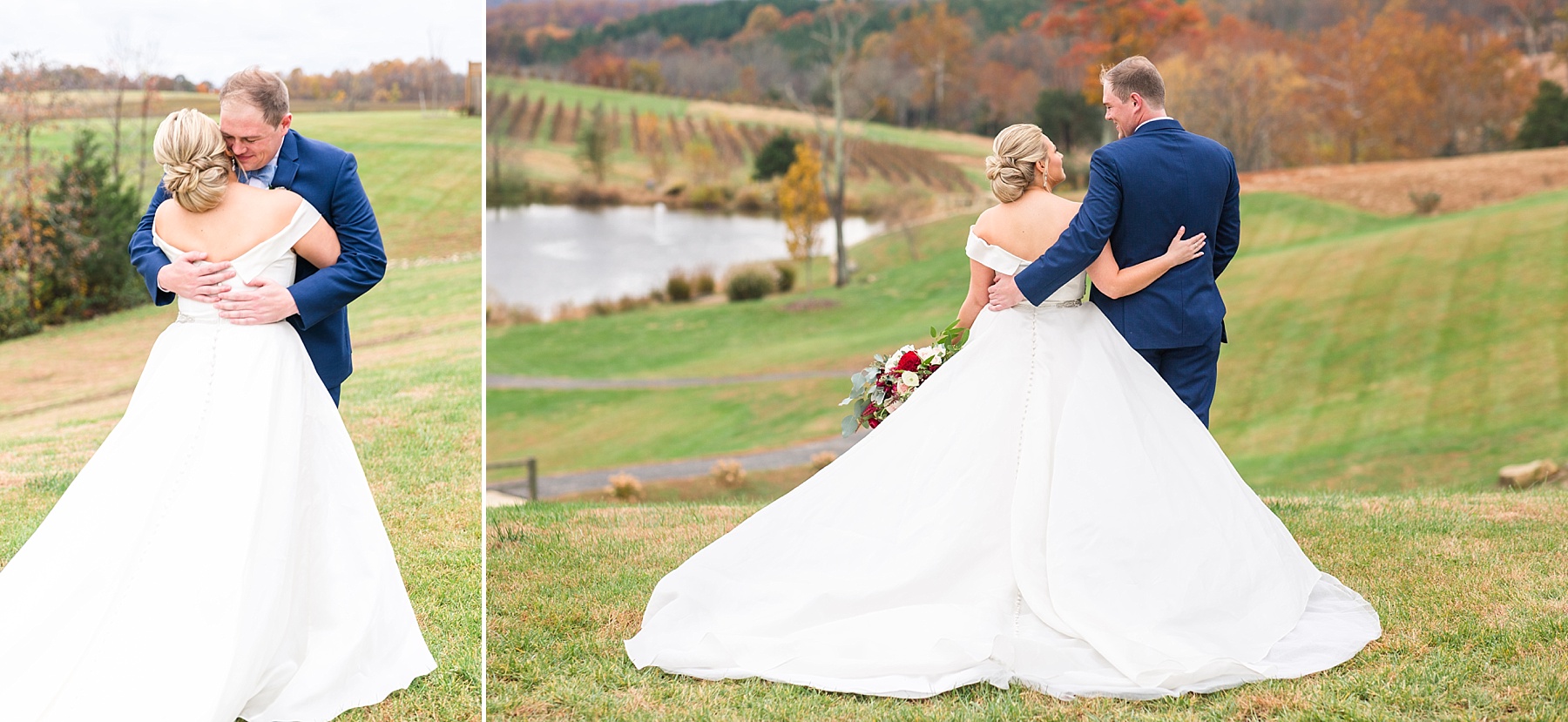first look in front of Blue Ridge Mountains by  Alexandra Mandato Photography