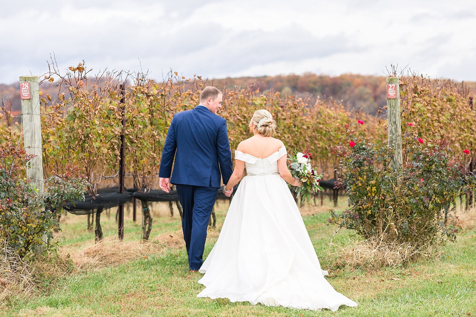 wedding portraits in the vines at Stone Tower Winery with  Alexandra Mandato Photography