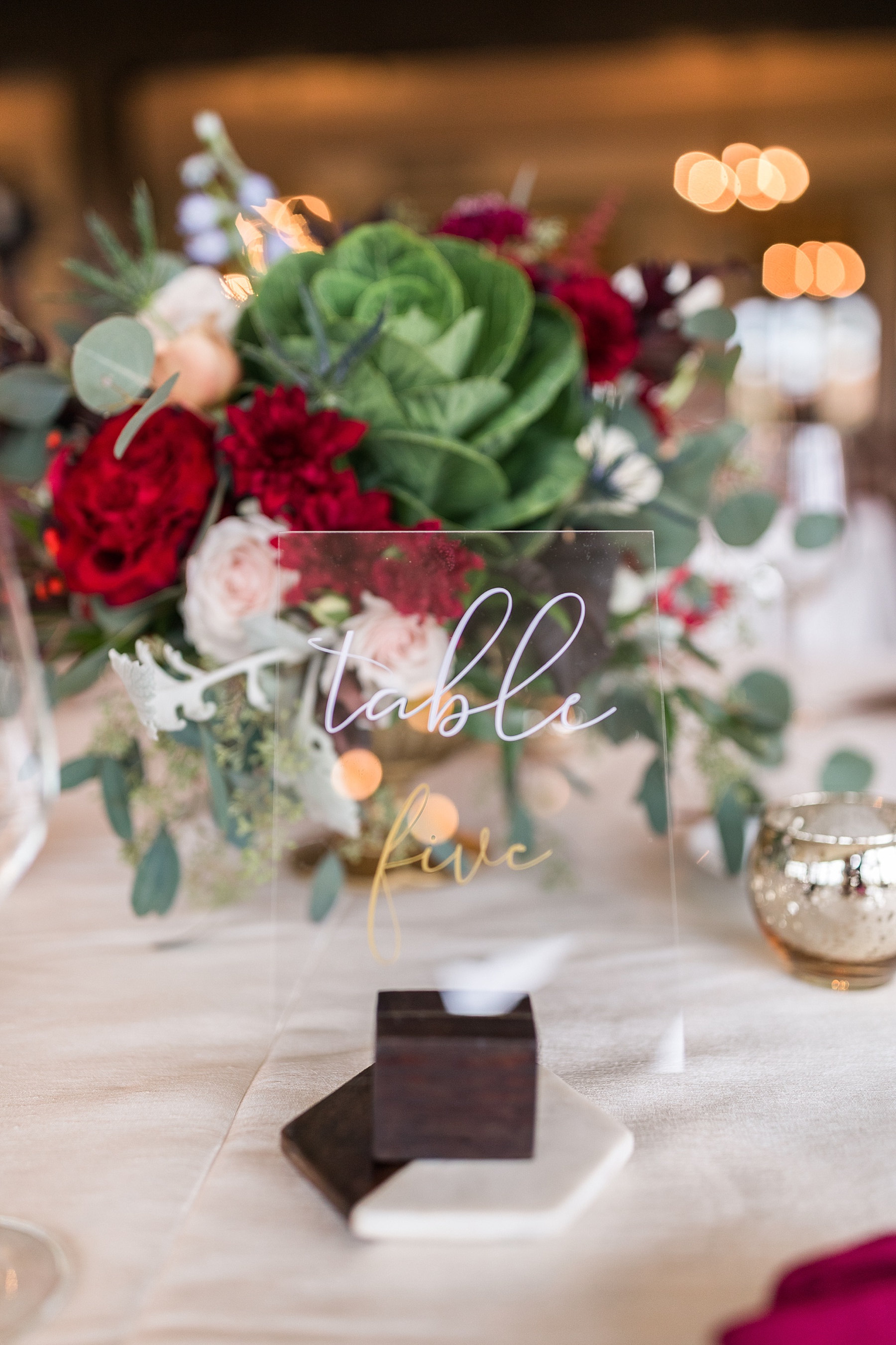 fall wedding details with succulent centerpieces by Petals by the Shore