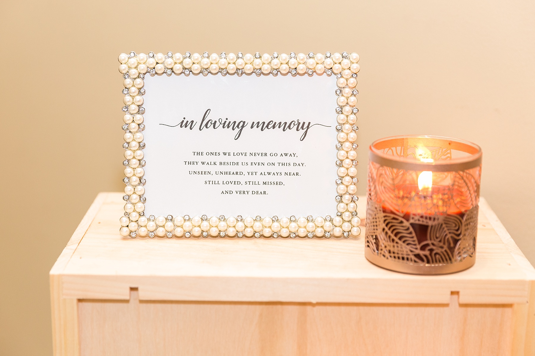 in loving memory sign for wedding reception with  Alexandra Mandato Photography