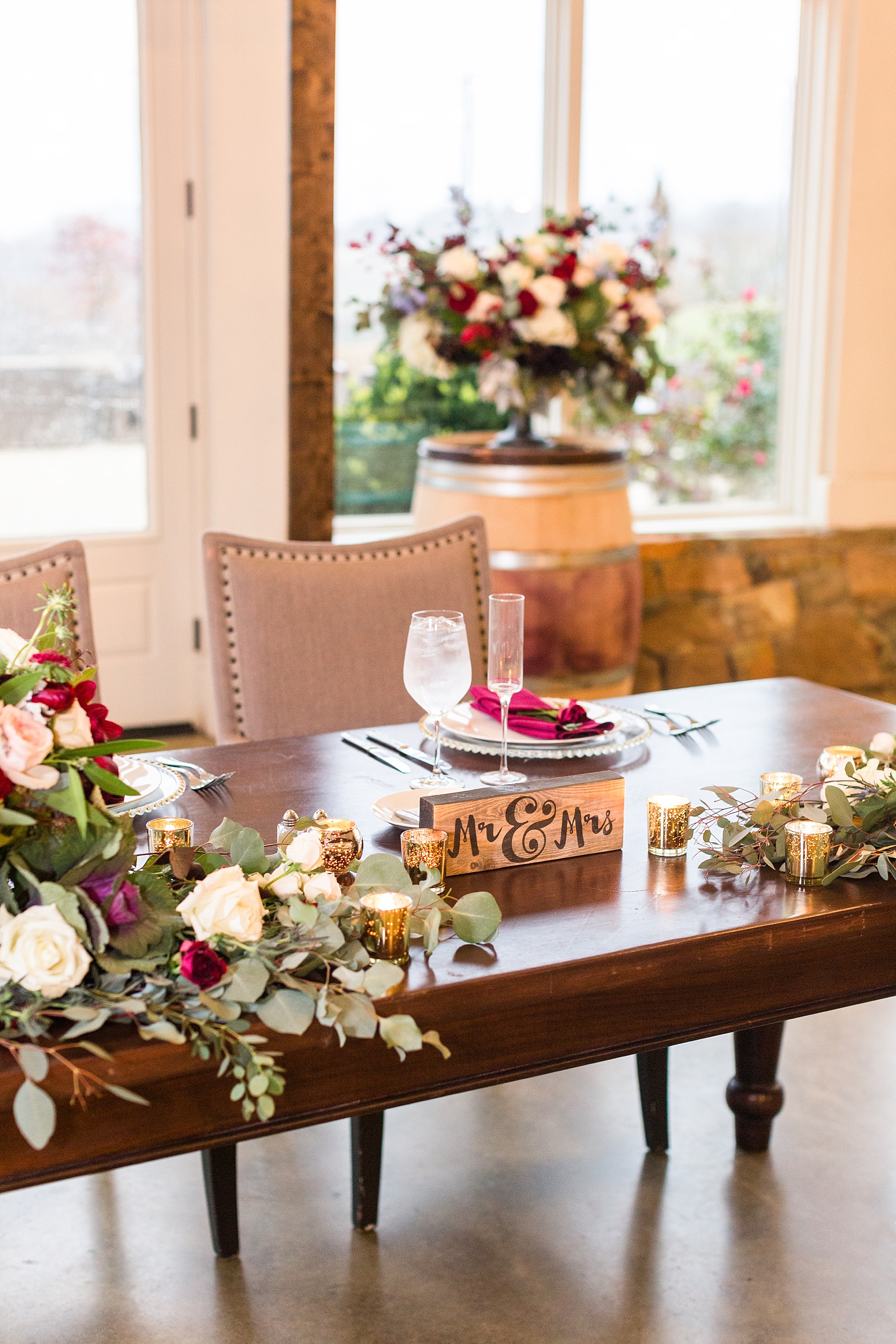 fall Stone Tower Winery wedding reception details photographed by  Alexandra Mandato Photography