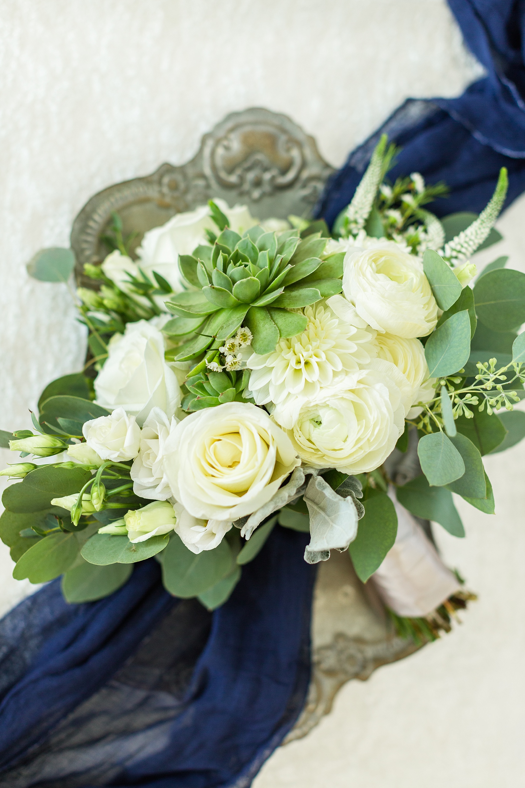 Alexandra Mandato Photography photographs ivory and greenery wedding bouquet 