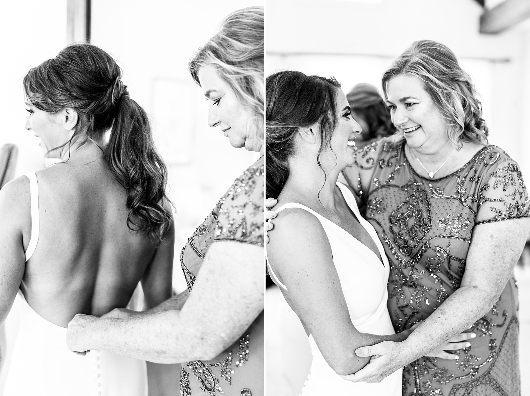 Alexandra Mandato Photography photographs mother of bride helping bride on wedding day