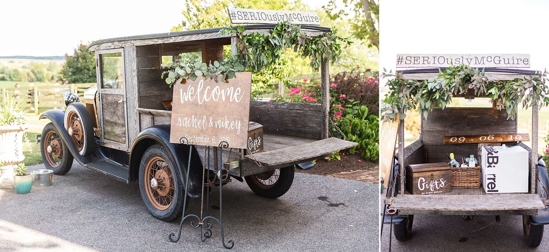 wedding reception truck for gifts photographed by Alexandra Mandato Photography