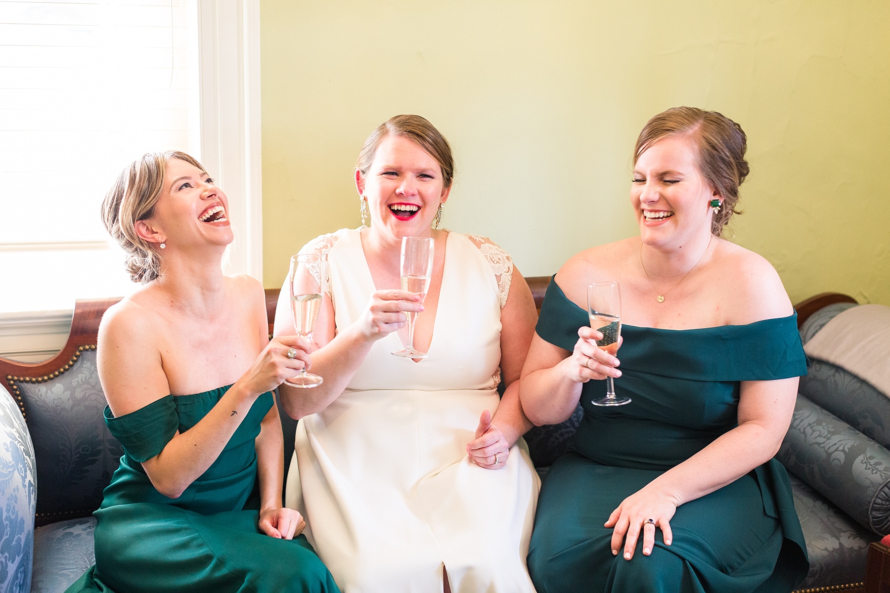 champagne toast with bride photographed by  Alexandra Mandato Photography