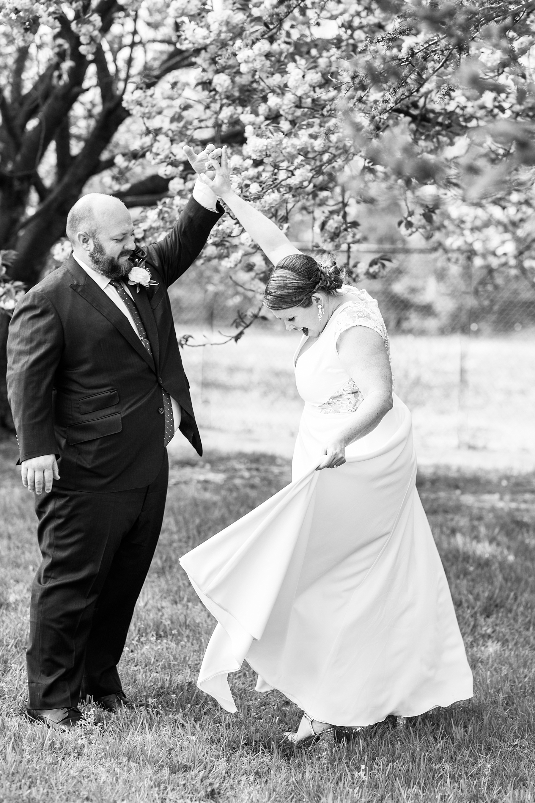 cherry blossom wedding portraits by VA wedding photographer Alexandra Mandato Photography