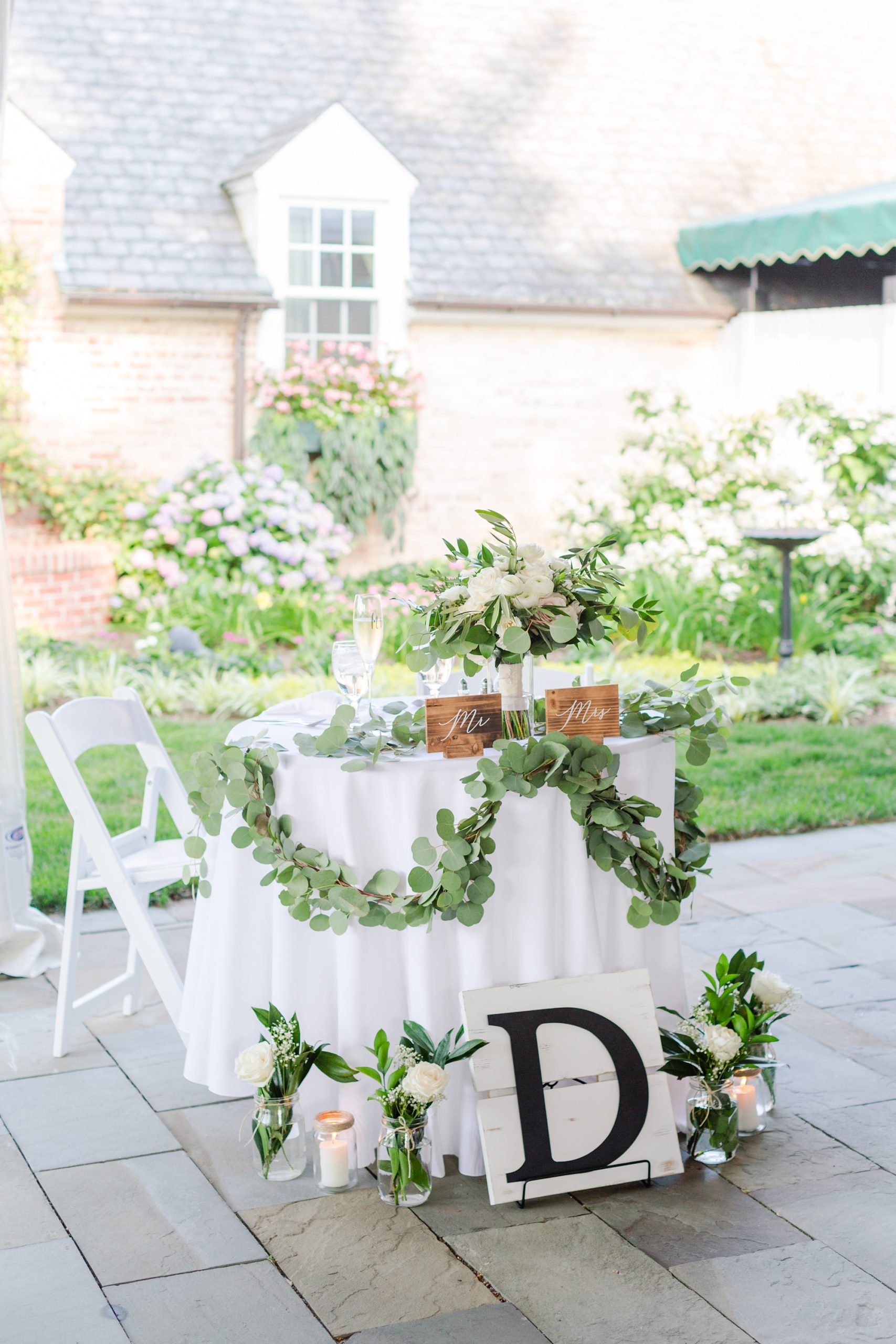 sweetheart table with greenery at Drumore Estate wedding