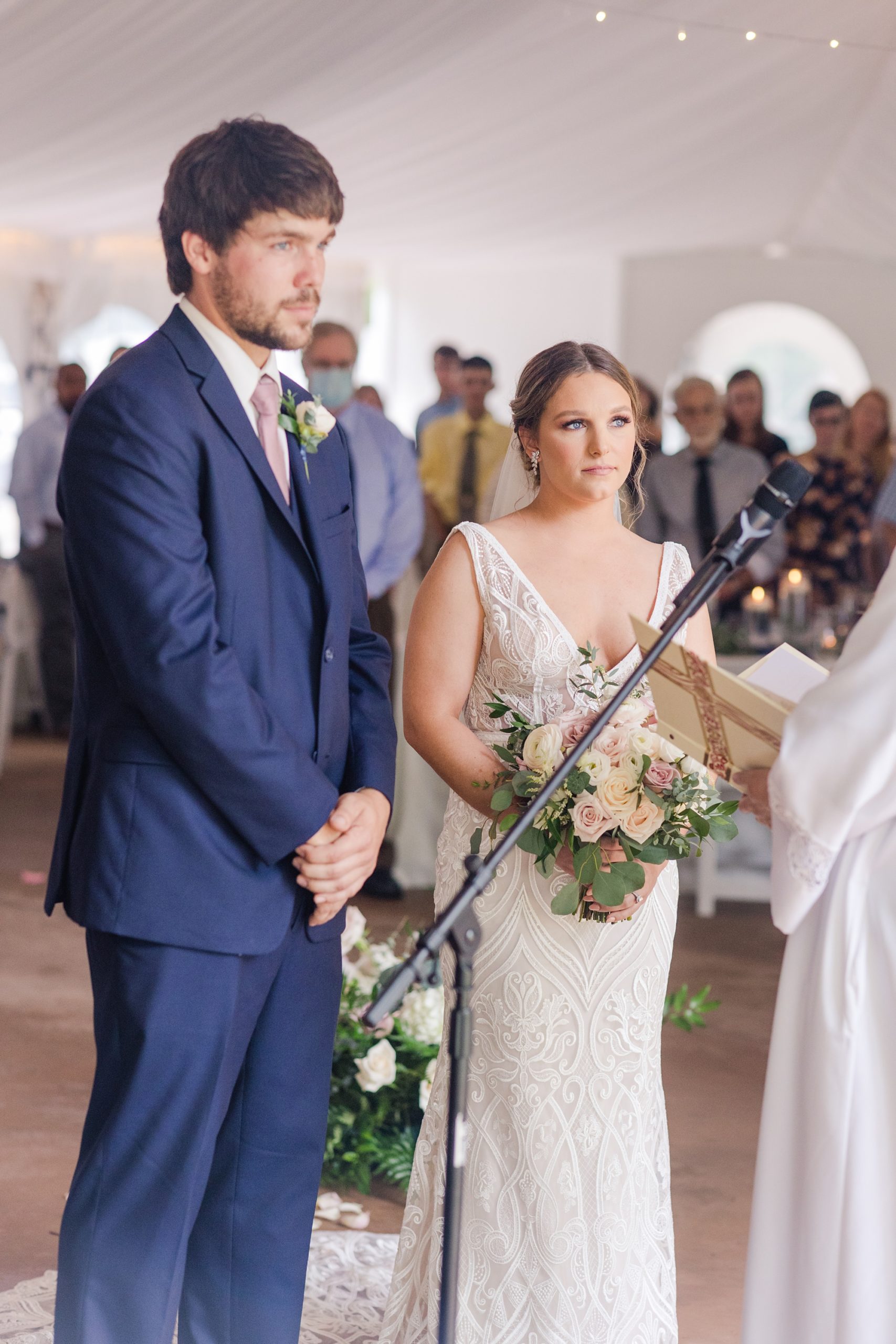 couple listens to officiant during PA wedding