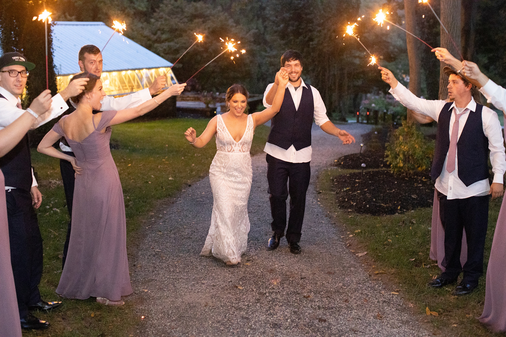 sparkler exit from Manchester PA wedding reception