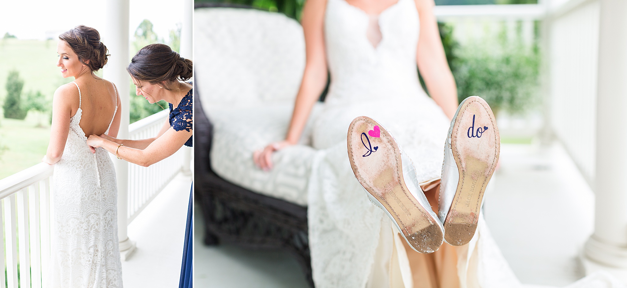 bride's shoes with note photographed by Alexandra Mandato Photography