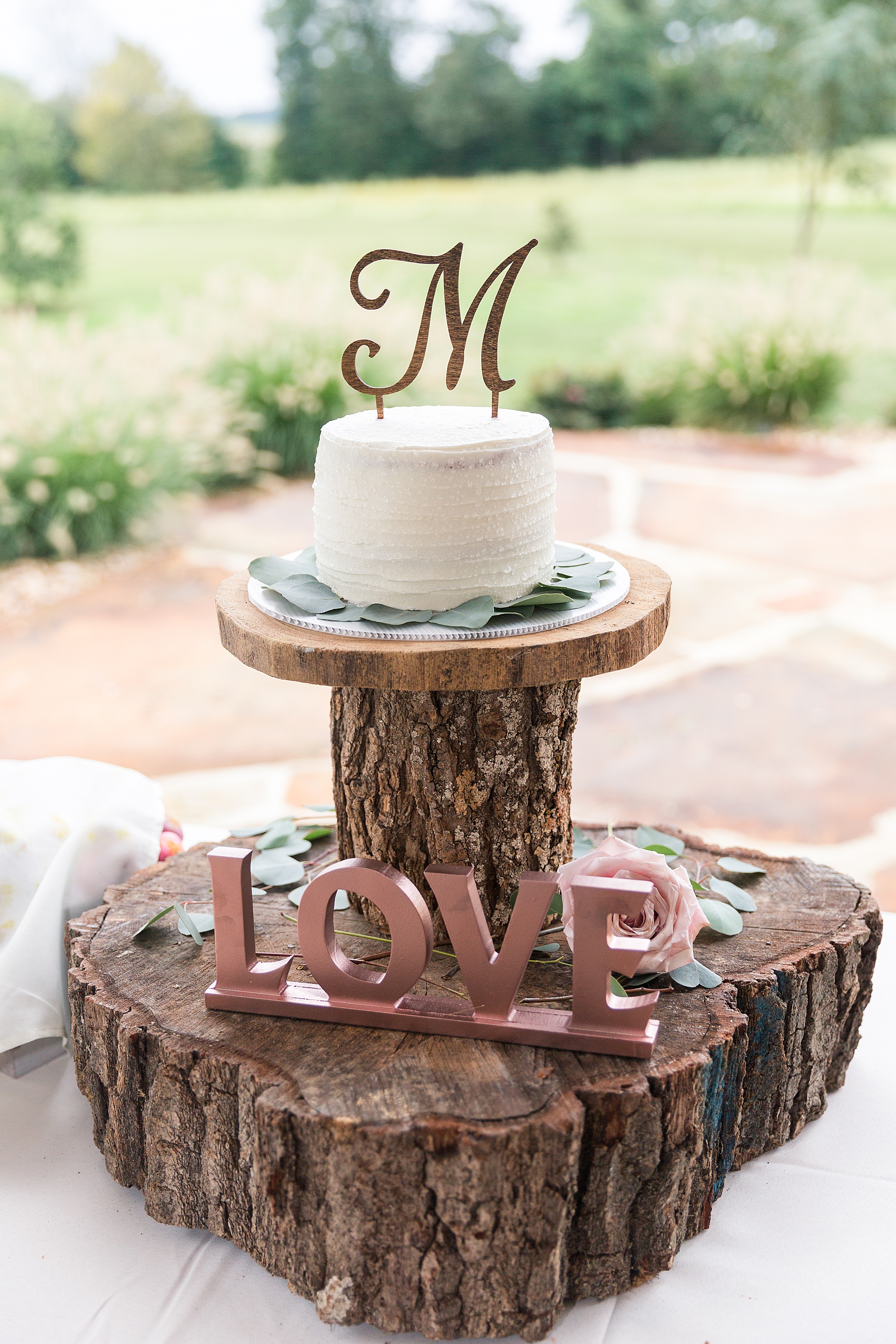 rustic wedding cake photographed by Alexandra Mandato Photography