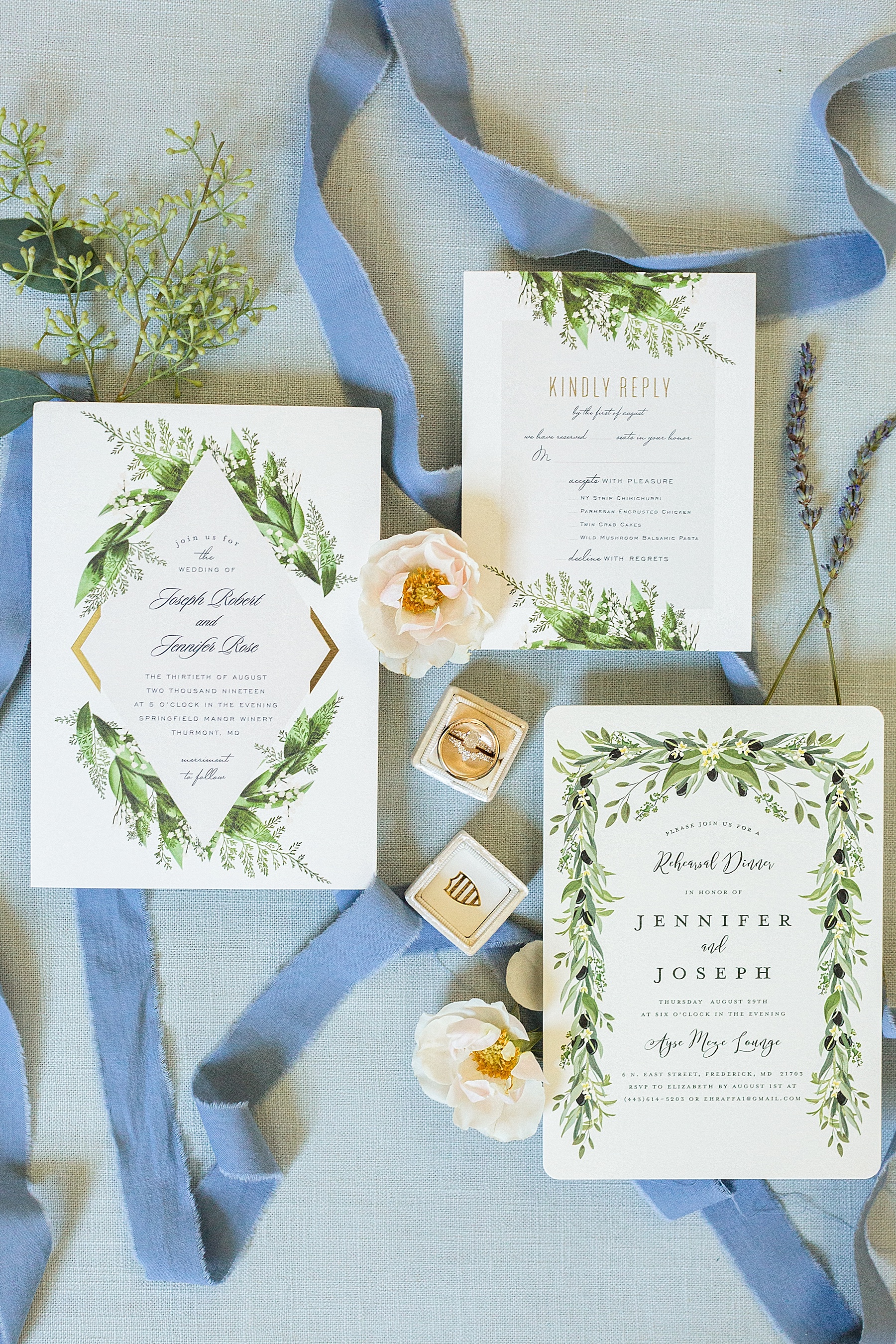 wedding invitations photographed by Alexandra Mandato Photography for Springfield Manor wedding day