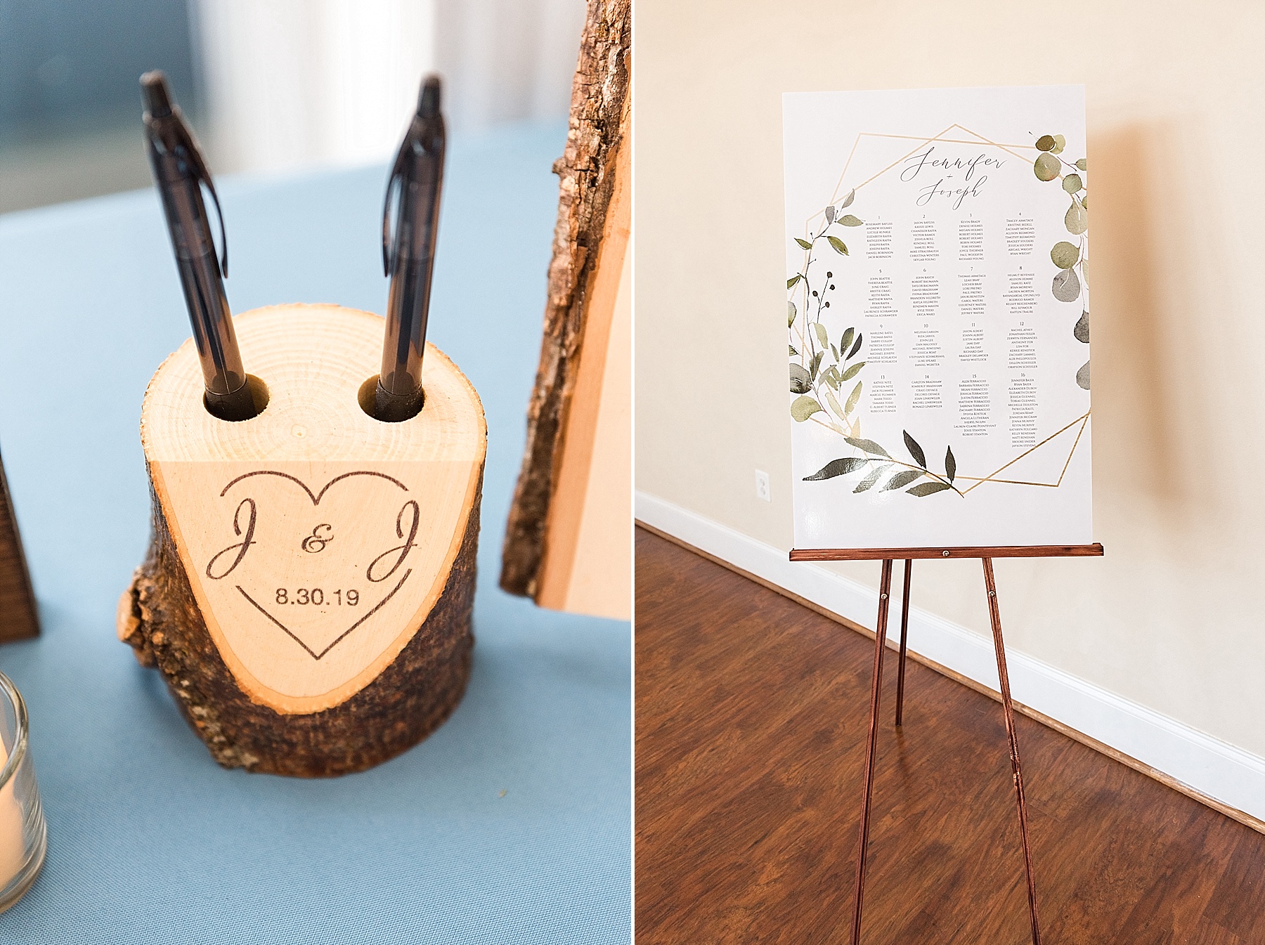 wooden details for wedding reception photographed by Alexandra Mandato Photography