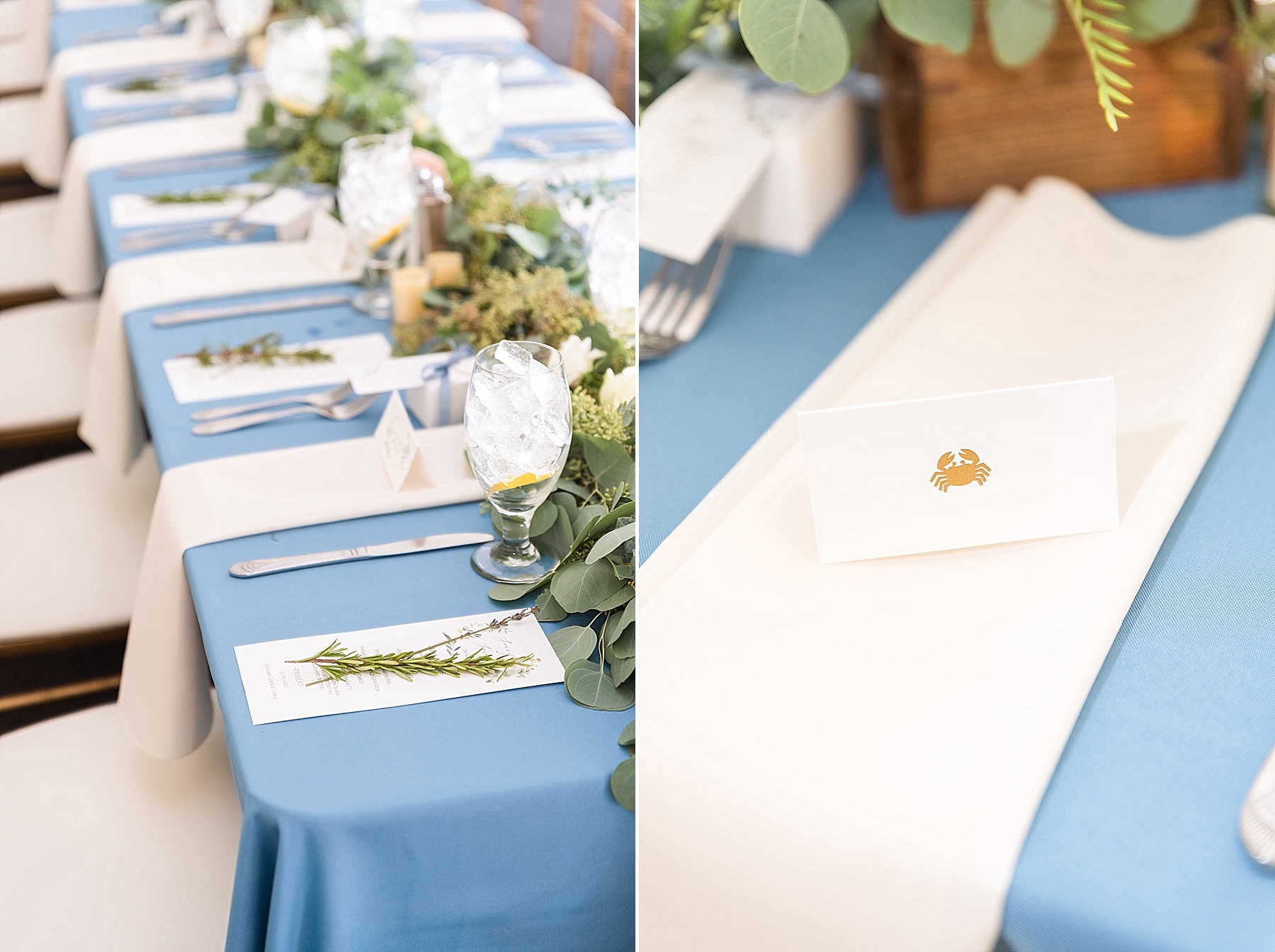 Maryland inspired place settings for romantic wedding photographed by Alexandra Mandato Photography
