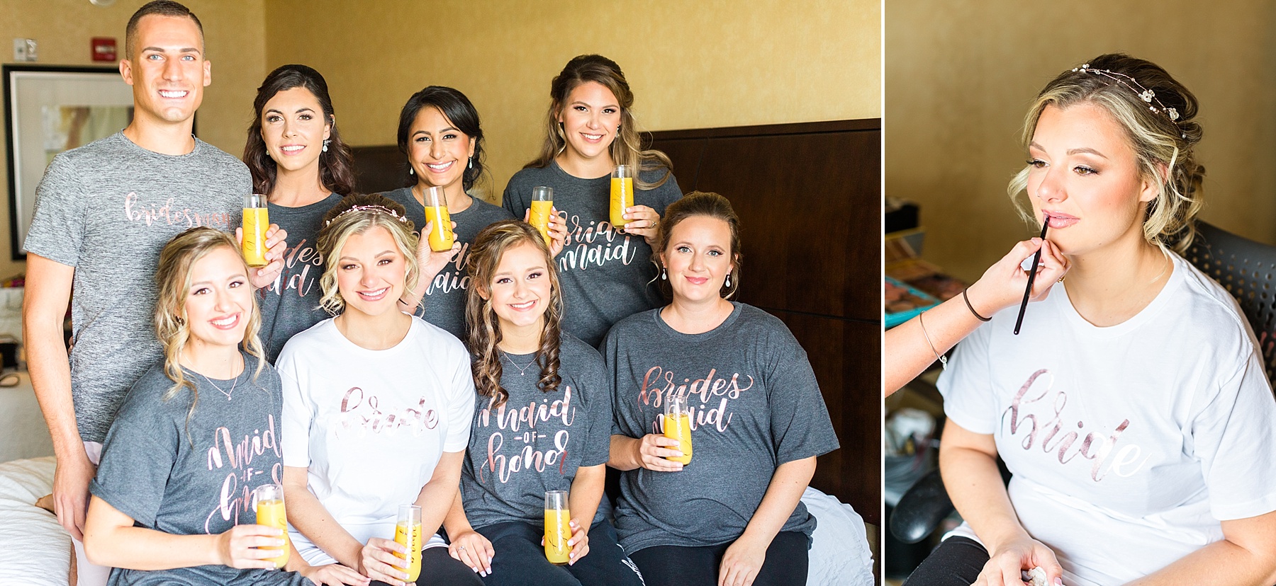 bride and bridesmaids prepare for MD wedding with Alexandra Mandato Photography