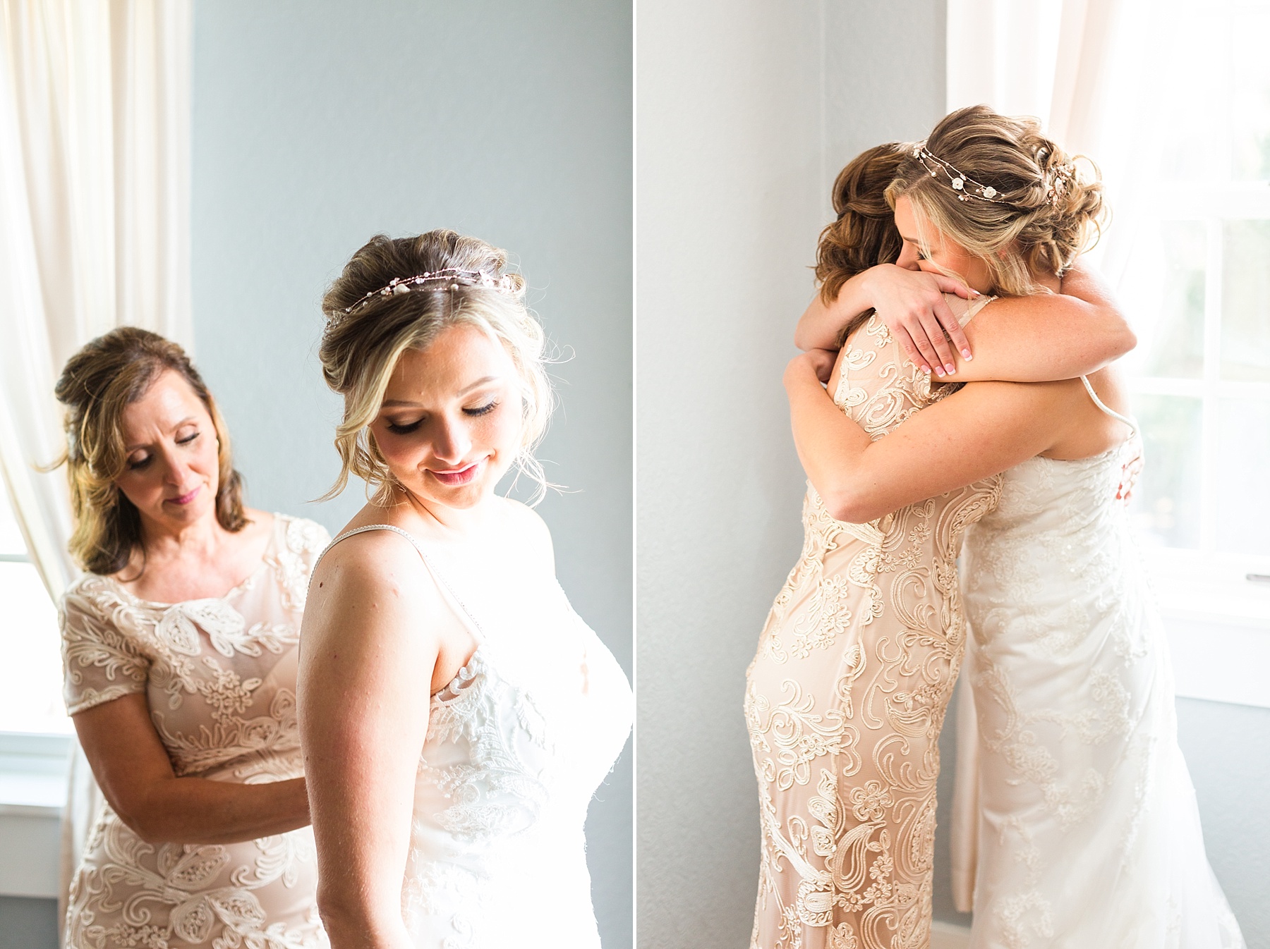 bride and mother prepare for wedding day by Alexandra Mandato Photography