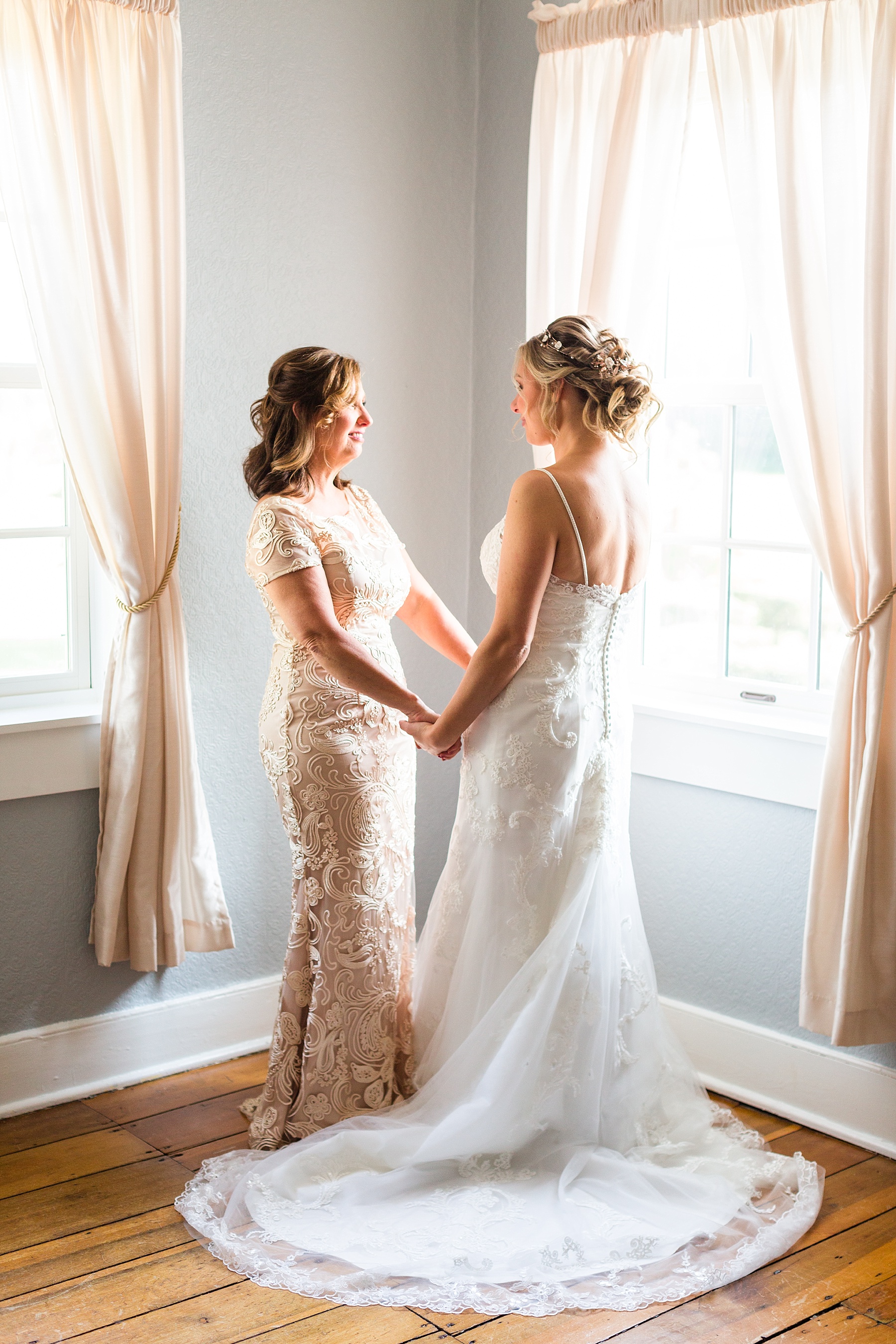 mother and daughter on wedding day in Maryland by Alexandra Mandato Photography
