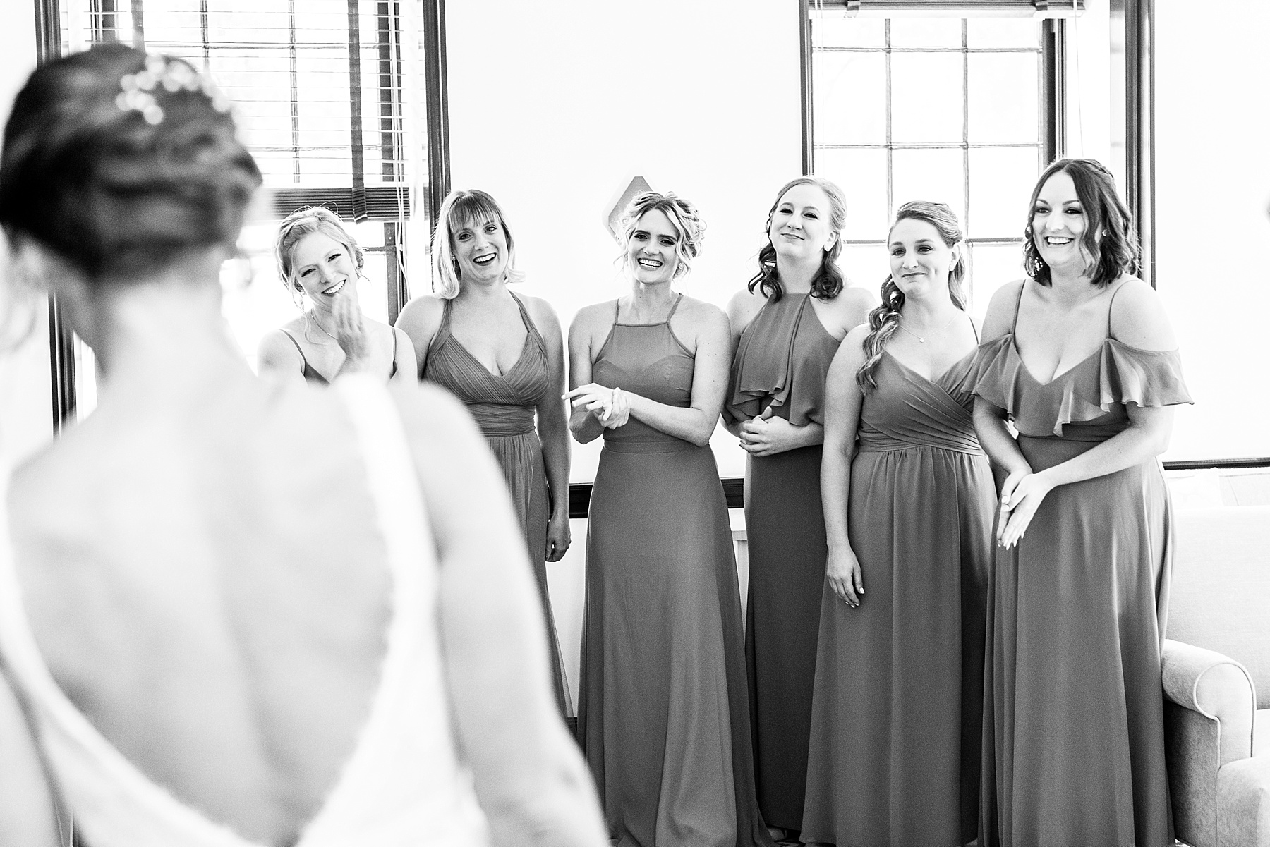 bridesmaid first look photographed by Farm at Eagles Ridge Wedding photographed by PA wedding photographer Alexandra Mandato Photography