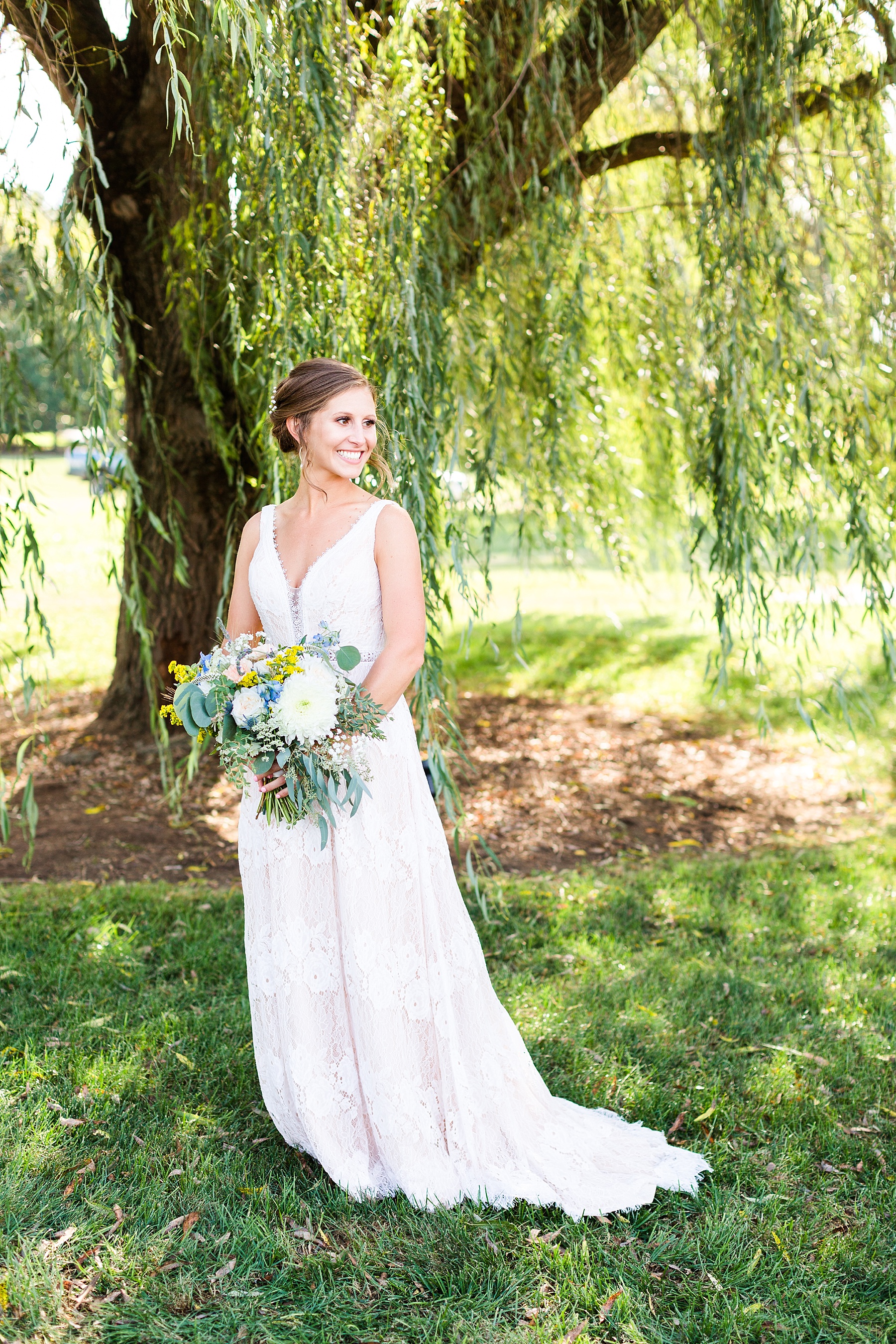 bridal portrait by willow tree photographed by Farm at Eagles Ridge Wedding photographed by PA wedding photographer Alexandra Mandato Photography