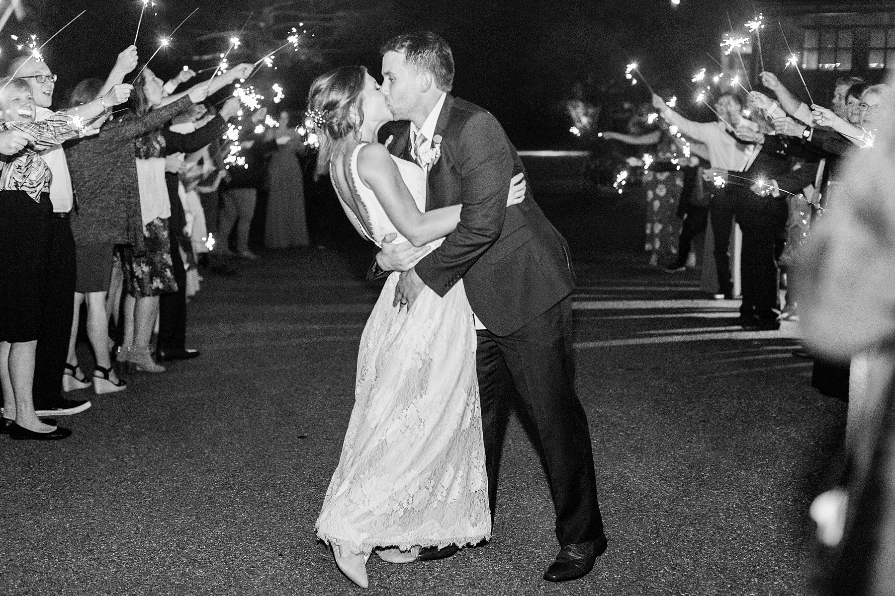 sparkler sendoff in Lancaster PA with Farm at Eagles Ridge Wedding photographed by PA wedding photographer Alexandra Mandato Photography