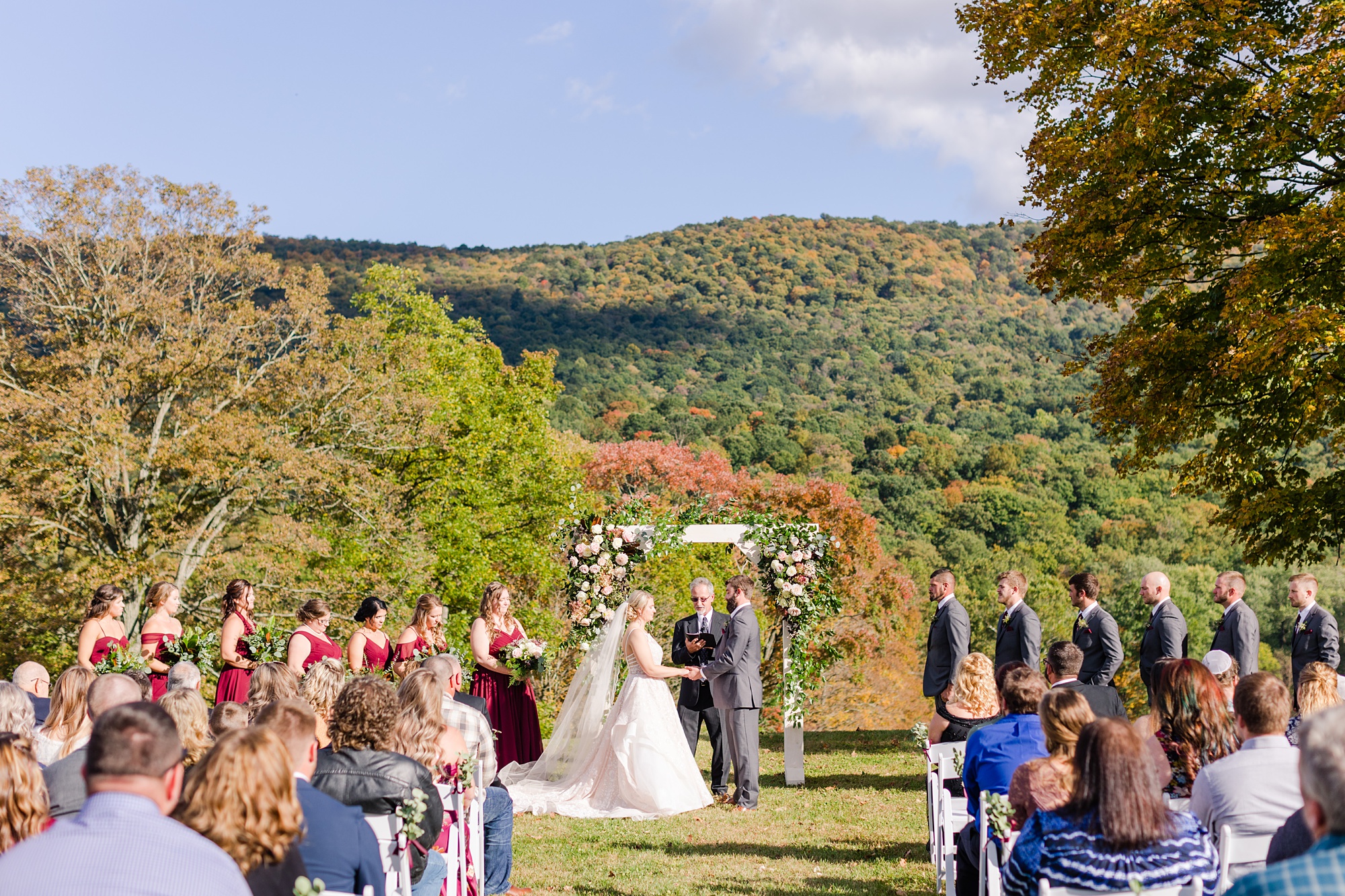 fall wedding ceremony at Iron Works House
