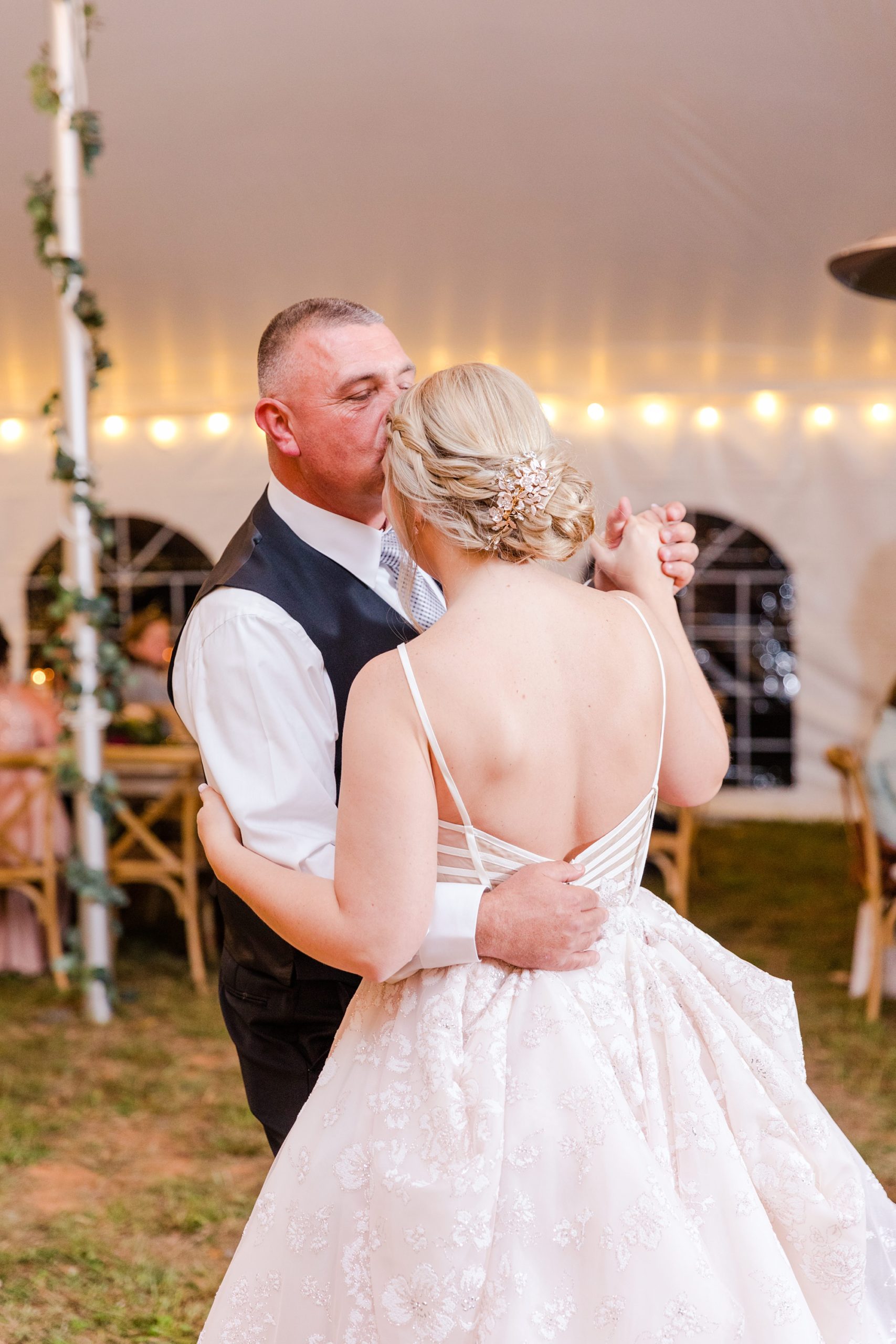 father daughter dance during Iron Works House wedding reception